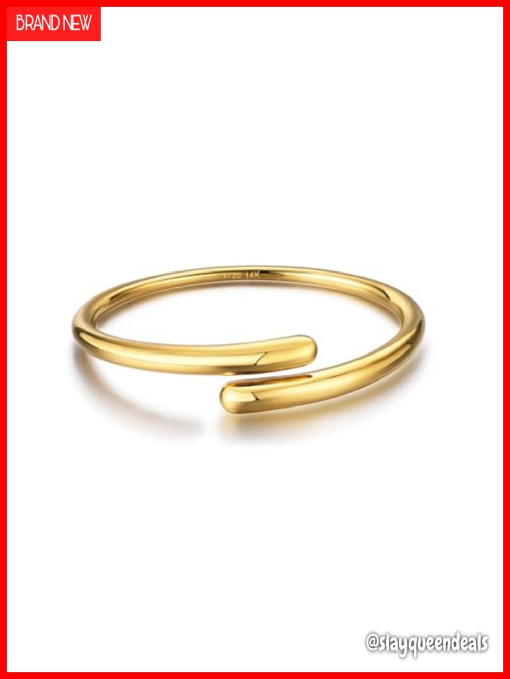 14K Gold Filled Cuff Bangle Bracelet Teardrop Adjustable Wrap Open Bracelet